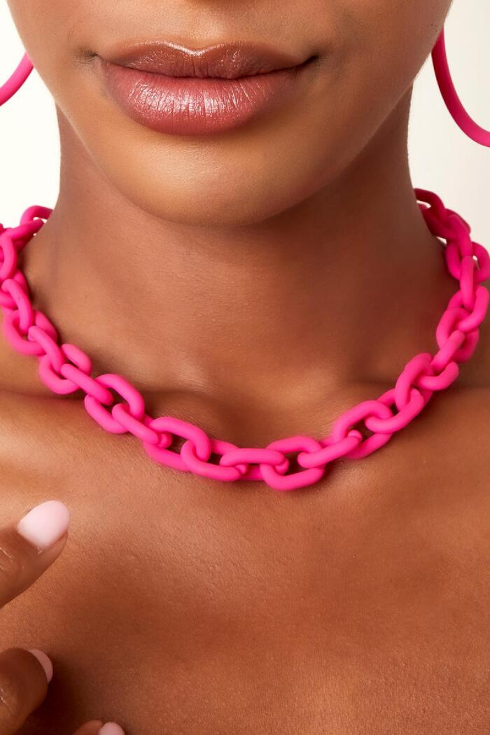 Acrylic chained necklace colorful Pale Pink Picture5